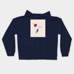 Romantic print with one line art flower Kids Hoodie